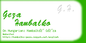 geza hambalko business card